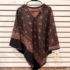 Floral Black and Pink Poncho